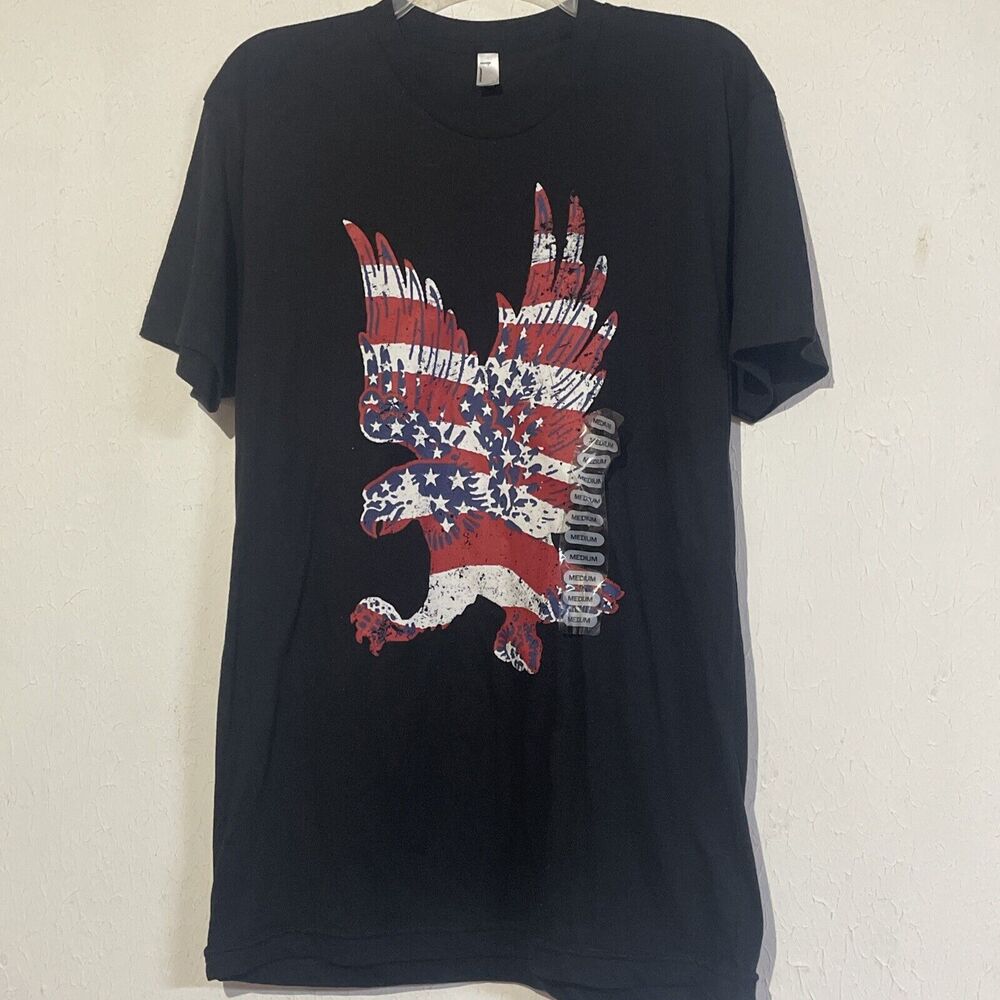 Vintage American Apparel Men ‘s Sz M Eagle Graphic Short Sleeved T-Shirt Black